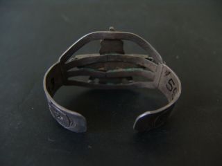 Vintage Zuni Silver Stone on Stone Inlay Knifewing Bracelet 3