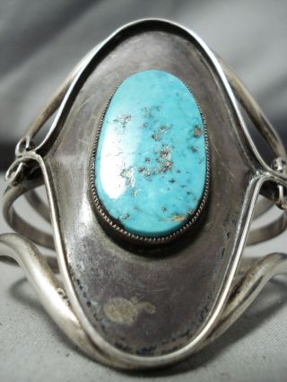 Towering Vintage Navajo Turquoise Sterling Silver Shadow Bracelet Old
