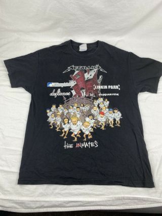 Vintage Metallica 2003 The Inmates Summer Sanitarium Concert Tour T - Shirt Large
