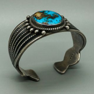 Navajo - Vintage Turquoise & Sterling Silver Bracelet By Mckee Platero
