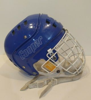 Cooper Sk600 Vintage Hockey Helmet Senior Size Blue Cage Hm50l