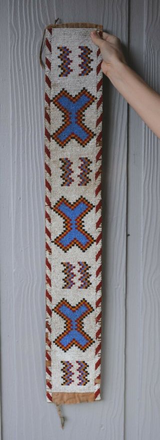 Old Beaded Blanket Strip / Belt - Northern Plains Blackfoot Indian