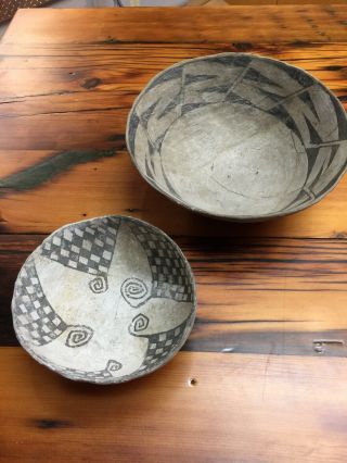 Two Anasazi Native American Pueblo Clay Pottery Bowls
