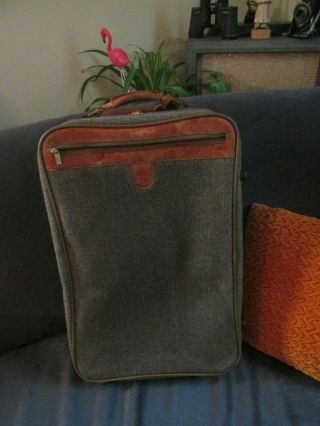Vintage Hartmann Tweed Rolling Suitcase 22”“ Carry - On Leather Trim