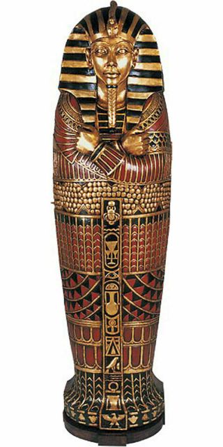 75 " Life Size Egyptian Pharaoh Tutankhamun King Tut Sarcophagus Display Cabinet