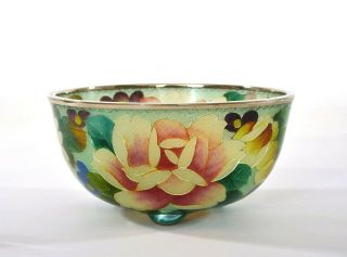 Old Japanese Plique A Jour Cloisonne Enamel Shippo Bowl With Flower