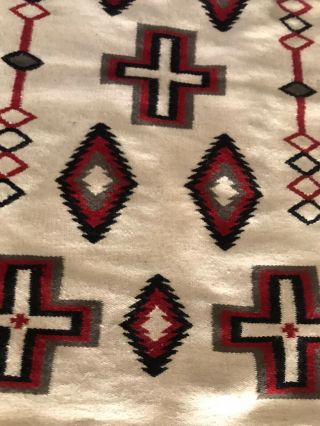 Vintage Navajo Indian Pattern Rug Blanket Weaving Reds 64” X 32