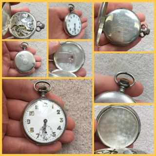 Solid Silver Art Deco Rare Victorian Large Pocket Watch