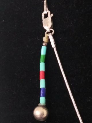 VTG.  TURQUOISE INLAY 925 STERLING SILVER NECKLACE ZUNI NAVAJO (6.  8grams) SIGNED 3