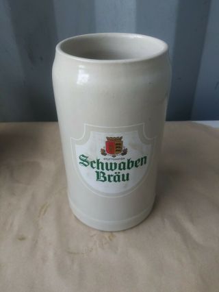 1l Vintage German Stuttgarter Schwaben Brau Stoneware Beer Stein