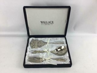 Wallace Silverplate Antique Baroque 3 Pc.  Serving Set In Black Velvet Box