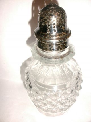 Antique English Sterling Silver Cut Crystal Sugar Muffineer Shaker