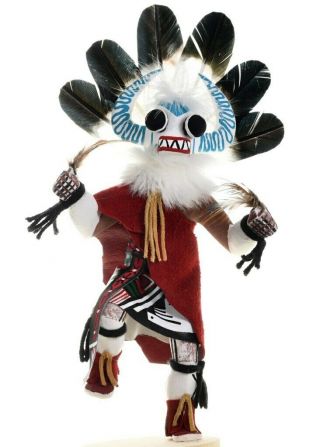 Handmade Arizona Navajo Indian 14 " White Ogre Authentic Kachina Doll Sculpture