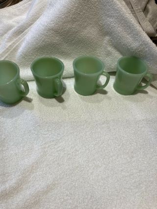 4 Vintage Oven Ware Fire King Jadeite D Handle Mugs Coffee Cups Set Of Four