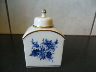 Great Vintage Meissen Porcelain Blue Floral Tea Caddy Jar Porzellan