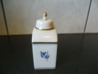 Great Vintage Meissen Porcelain Blue Floral Tea Caddy Jar Porzellan 2