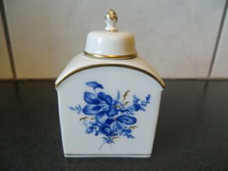 Great Vintage Meissen Porcelain Blue Floral Tea Caddy Jar Porzellan 3