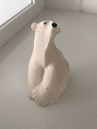 Vintage Carved Polar Bear Eskimo Inuit Sculpture Figure Stone Signed 107g