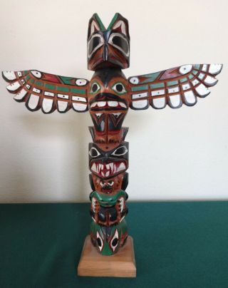Vtg Alaska Ray Williams Native American Thunderbird Totem Pole 13 " Tsimshian