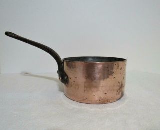 Vintage Copper Sauce Pan Made In France Hand Hammered Heavy Tall Thick Walls
