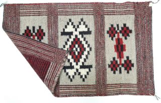 Extraordinary Double Weave With Triple Panel Navajo Weaving Rug 29 X 19 Inch