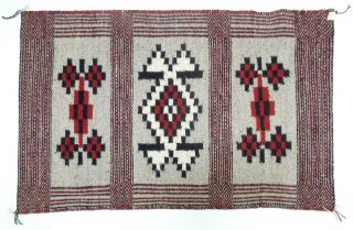 Extraordinary DOUBLE WEAVE with TRIPLE PANEL Navajo Weaving Rug 29 x 19 Inch 3