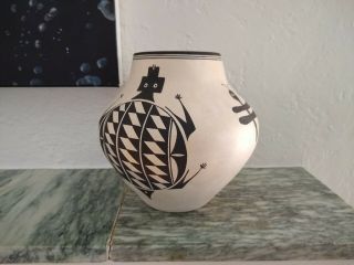 Laguna Pueblo Pottery Hand Coiled Pot By Myron Sarracino