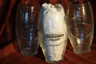 Set Of 4 - Coors Light Football Shaped Beer Glass/mug Nfl