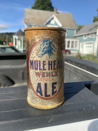 Wehle Mule Head Stock Ale O/i Sliver Back.  Flat Top Beer Can.  West Haven,  Ct 39