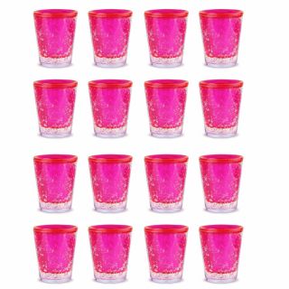 16 X Sub Zero Freezer Shot Glasses Glass Drinks,  Parties,  Occasions 50ml Pink