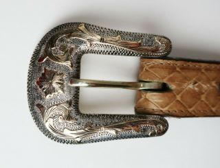 Vogt Sterling Silver & 14k Gold Belt Buckle & Snakeskin Belt 25 " Length