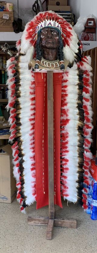 Full Size Native American Headdress War Bonnet Beaded.  Leather Lining.