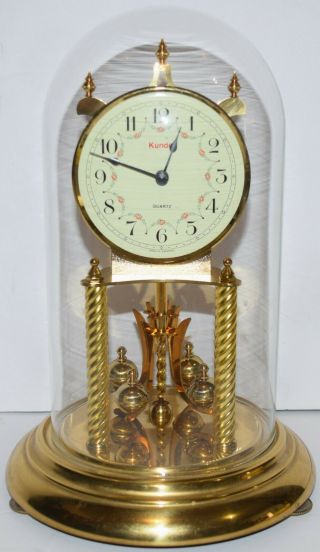 Vintage Brass Kieninger & Obergfell Kundo Anniversary Glass Dome Clock -
