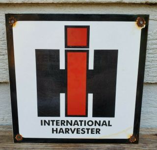 Old Vintage Farmall International Harvester Porcelain Tractor Farm Sign