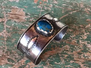 Outstanding Heavy Greg Lewis Acoma / Laguna Pueblo Silver And Turquoise Bracelet