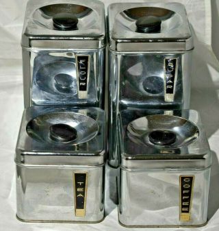 Vintage Lincoln Beautyware Canister Set Chrome Mid Century