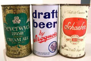 Beverwyck Irish Cream Ale/iroquois Draft/schaefer Flat Top Beer Cans From Ny