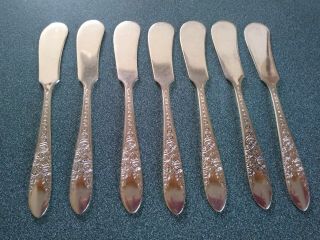 Butter Knives (set Of 7) Rose And Leaf By National Silver Co A1
