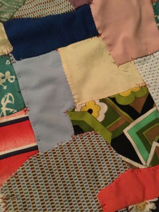 Vintage 91” X 83” Weighted Handmade Patchwork Quilt 60s - 70s 3