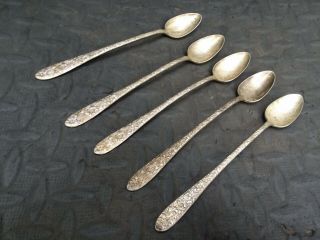 5 Vintage Silver - Plate Flatware National Silver Co.  Narcissus Tea Spoons