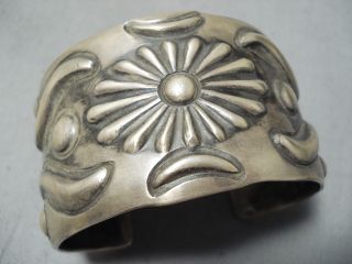Expert Hand Tooled Wide Vintage Navajo Sterling Silver Bracelet