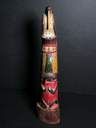 Historic Nw Coast Hand - Carved Cedar 3 Figure Totem Pole,  Patina,  Ca.  1900