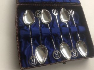 Boxed Set Of 6 Coffee Spoons With “r” Terminals 1926?
