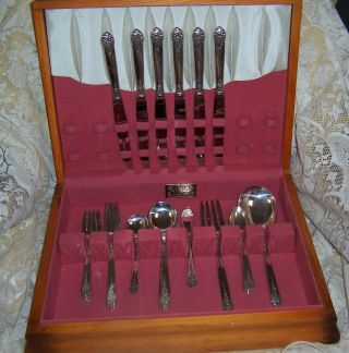King Edward Moss Rose Silverplate Flatware Set 34 Pc In Chest