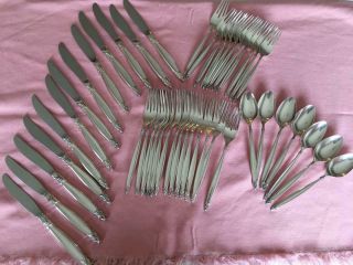 Vtg 1847 Rogers Bros " Garland " Silver Plated 44 Pc Flatware Knives,  Forks,  Spoons
