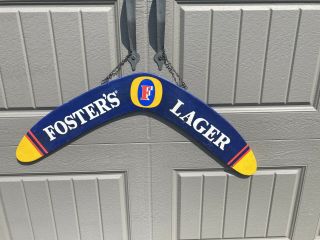 Foster’s Lager Boomerang Sign Wood Bar - Tavern - Man Cave - 2 - Sided