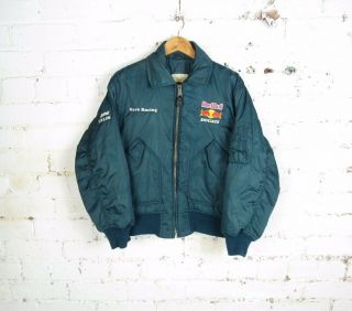 Vintage Reve Racing Red Bull Ducati Green Air Force Bomber Jacket - Size Small