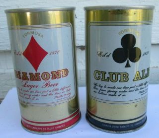Je 2 Vintage Formosa Spring Brewery Pull Tab Beer Can Club Ale Diamond Lager
