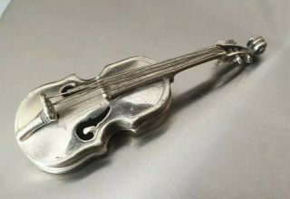 Vintage Solid Silver Italian Made Miniature Of A Viola.  Angini Hallmarked