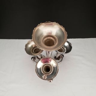 Vintage Silver Plate 4 Horn Fluted Trumpet Flower Centerpiece Epergne 2
